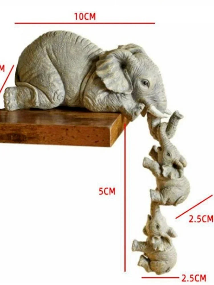 Elephant Family Resin Figurines (3 pcs)