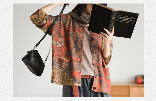 Colorful Geometry Long Sleeve Sweater