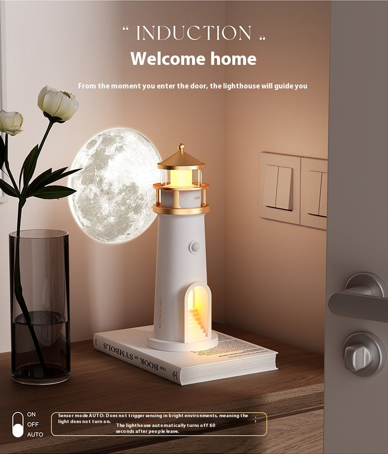Human Body Induction Moonlight Lighthouse Table Lamp 🌕