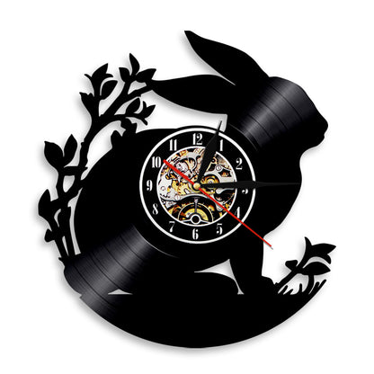 Vinyl Rabbit Wall Clock with LED Night Light