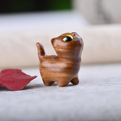 Curious Cat Carving, Guaiac wood/ Rosewood 😻