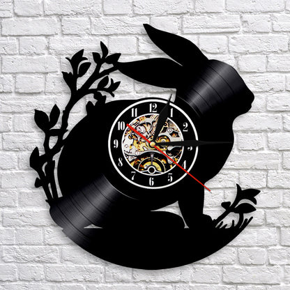 Vinyl Rabbit Wall Clock with LED Night Light