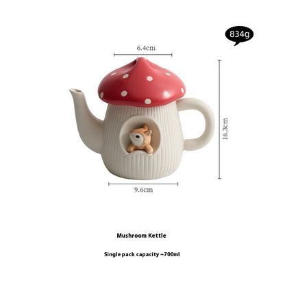 Mushroom Ceramic Tea Kettle Coffee Set