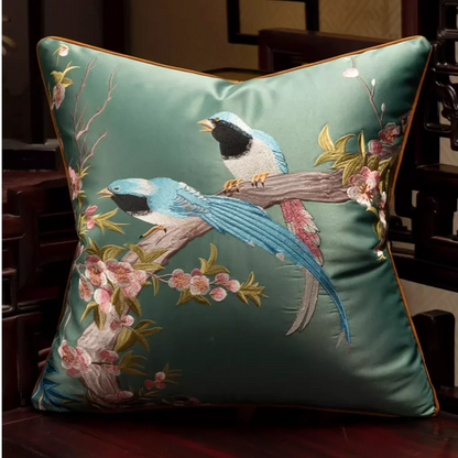Luxurious Embroidered Cuckoo Pillow Case