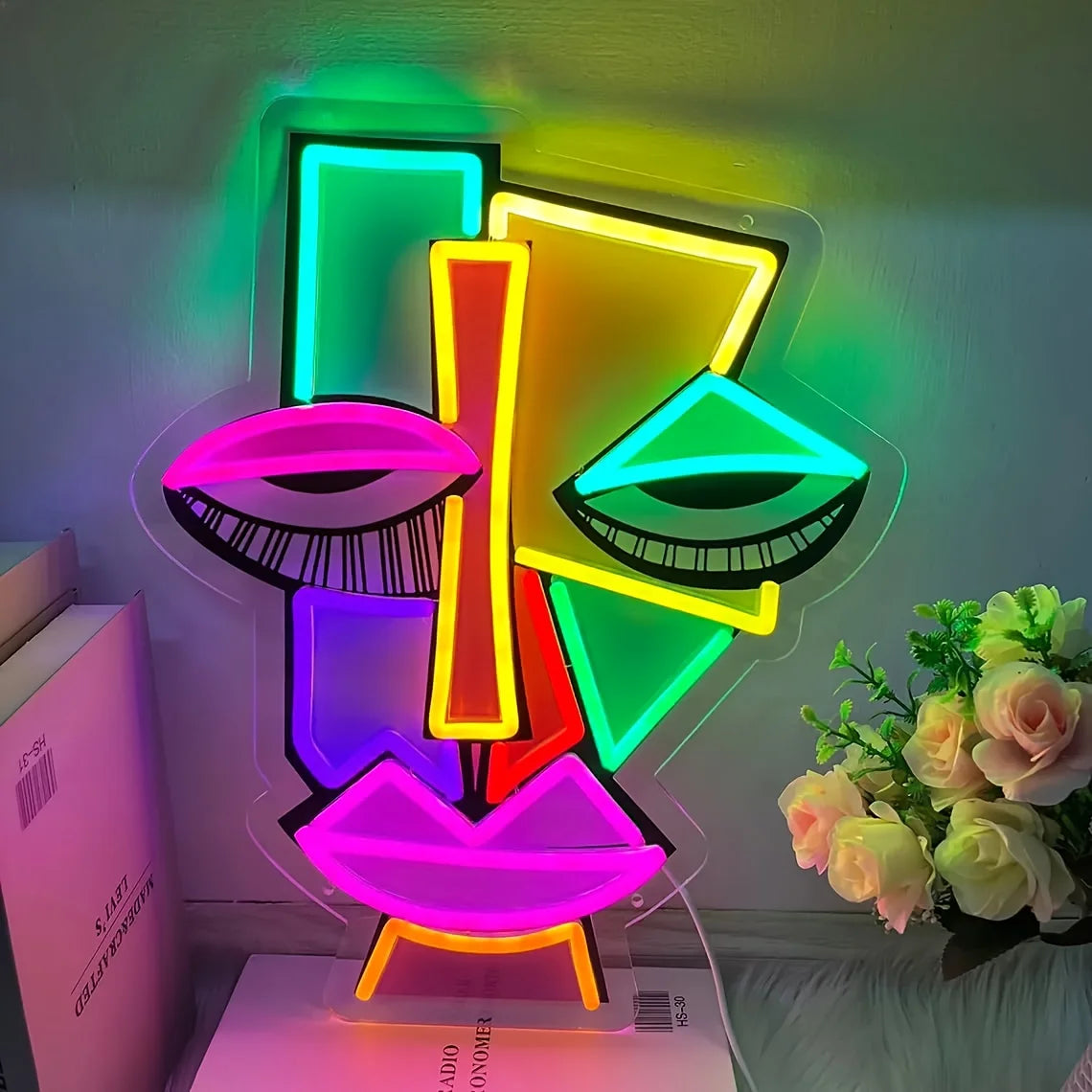 Abstract Face Neon Decor