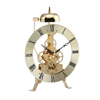 Open Mechanism Small Metal Table Clock