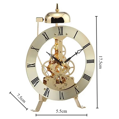 Open Mechanism Small Metal Table Clock