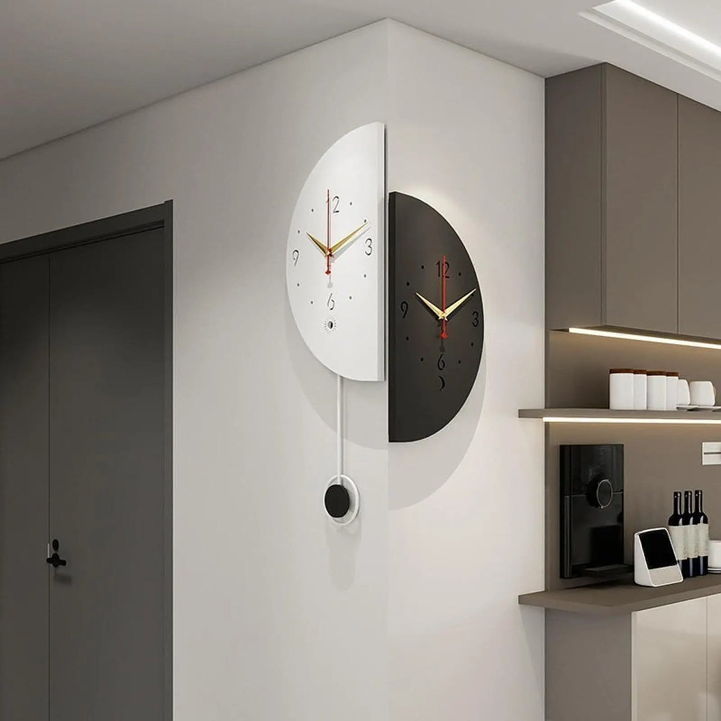 Double Sided Minimalist Corner Wall Clock