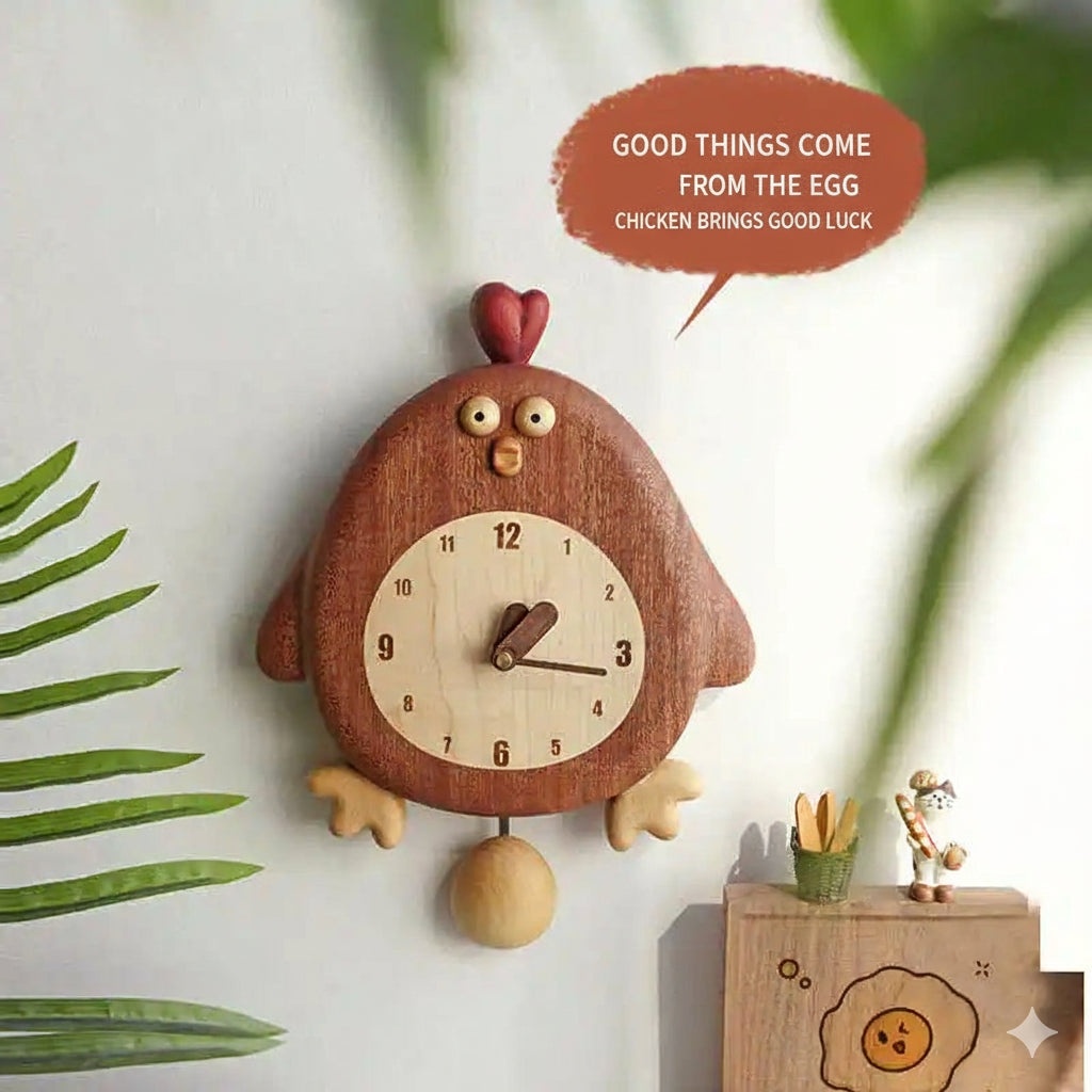 Cockatoo Chicken Pendulum Wall Clock