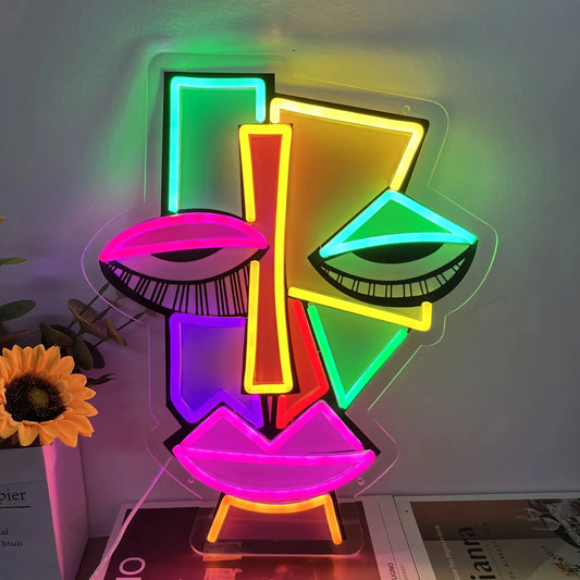 Abstract Face Neon Decor
