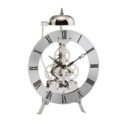 Open Mechanism Small Metal Table Clock