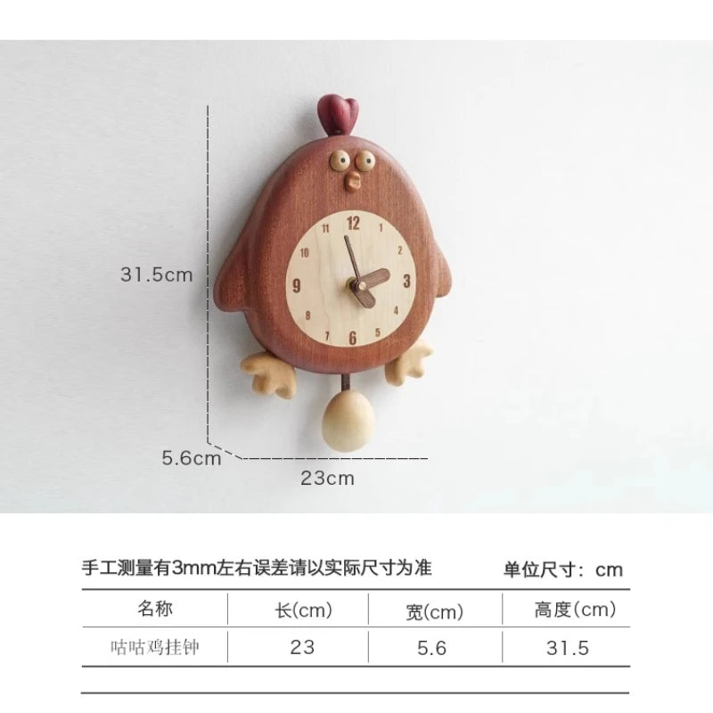 Cockatoo Chicken Pendulum Wall Clock