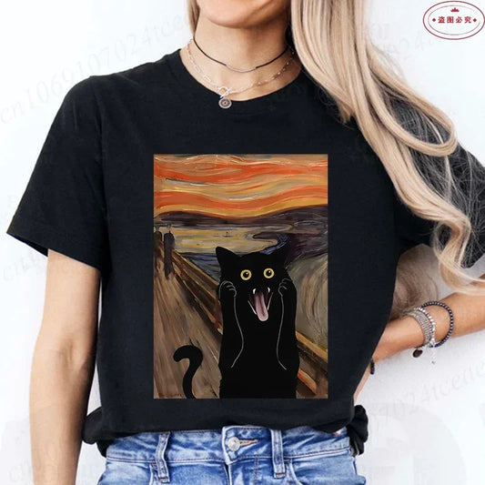 Cat "The Scream" 100% Cotton T-Shirt
