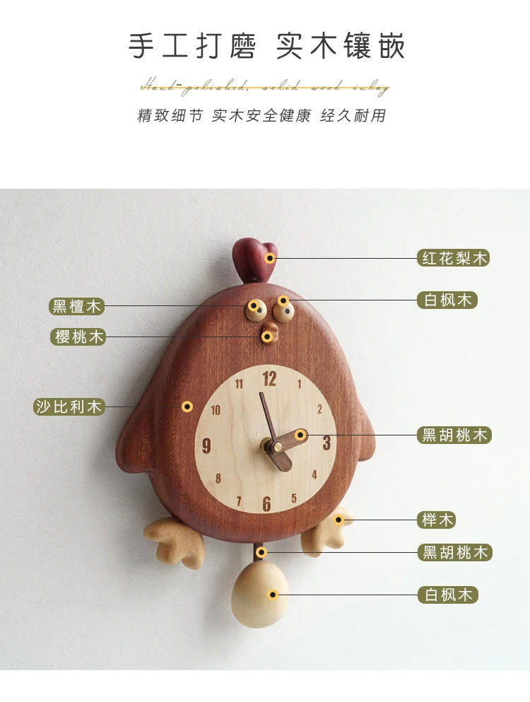 Cockatoo Chicken Pendulum Wall Clock