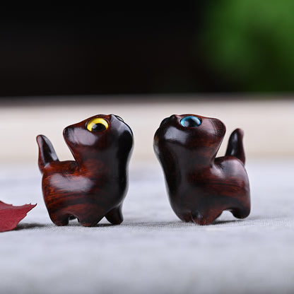 Curious Cat Carving, Guaiac wood/ Rosewood 😻